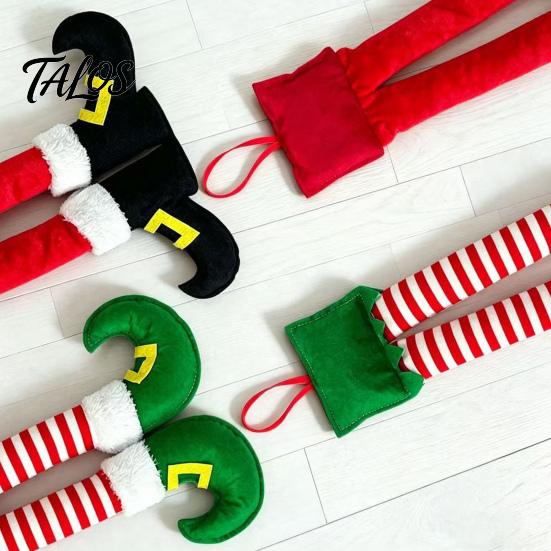 Christmas Gift for Men Elf Legs, Santa Legs Hanging Ornaments, Plush Stuffed Xmas Car Pendant, Home Door Frame Decor Fun Holiday Mirror, Handle, Party