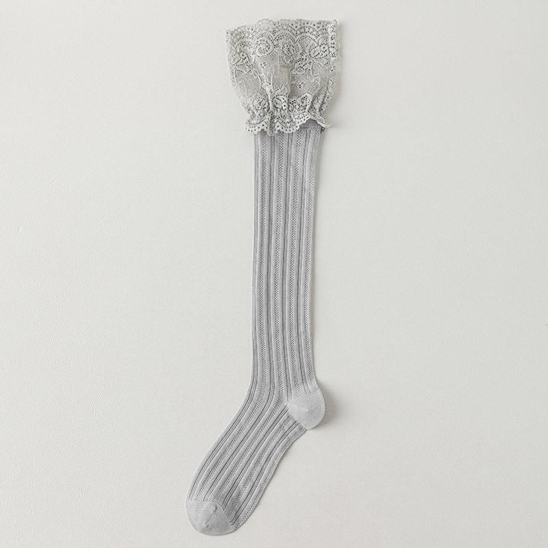 5pair Lace Lace Long Tube Over Knee Socks Women'S Lolita Sweet Japanese Calf Socks Spring And Summer Mesh Thin Knee Socks