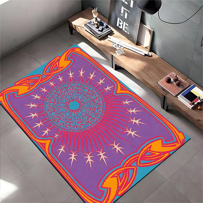 Colorful Abstract Sunburst Pattern Carpet with Bohemian Style Design Suitable for use as an anti-slip for living room bedroom sofas