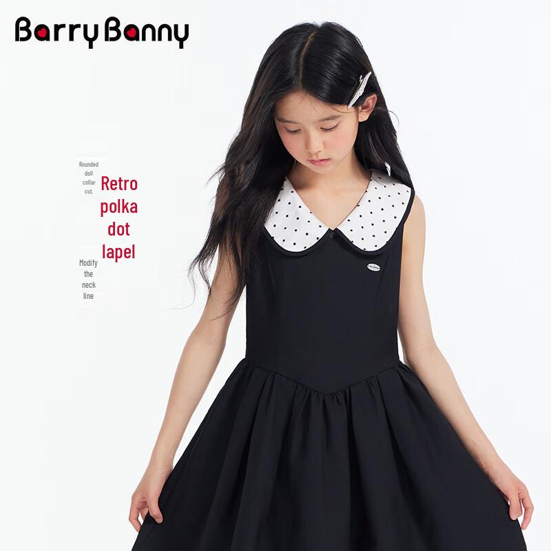 BARRY BANNY Girls' Polka Dot Black Sleeveless Princess Dress