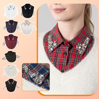 Women’s Beaded Detachable Collar – Chiffon Fake Shirt Collar For Sweaters And Daily Outfits