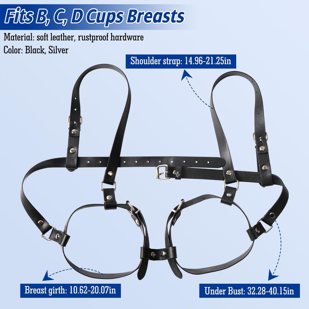Breast Bondage Harness Sex Toys B to D Cup Leather Fetish Sexy Chest Restraints Punk Gothic For Women SM Bra Belts Straps