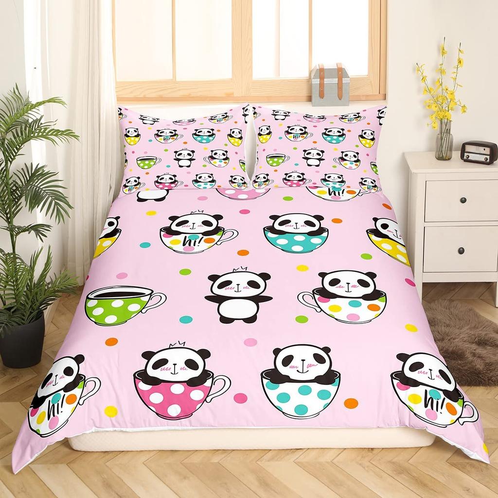 Colorful Dots Bedding Set Geometry Comforter Cover Set for Girls,Pink Yellow Green Red Purple Circle Print Duvet Cover Polyester