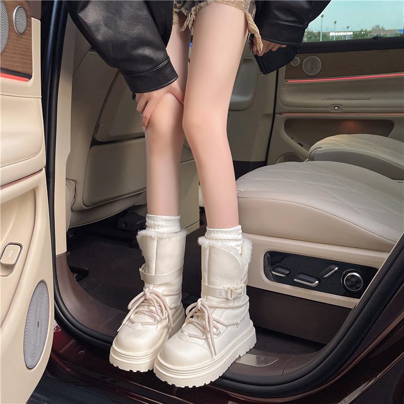 [Fanfna] Thick-soled Snow Boots for Women's 2025 Winter New Velvet Thickened Waterproof and Non-slip Northeast Cotton Shoes