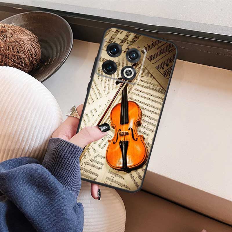 Elegant Violins Bow Sheet Music For OnePlus 15 13 12 11 10 13T 10T 12R 13R 15R Case For OnePlus Nord 5 CE 3 2 4 Lite N20 N30