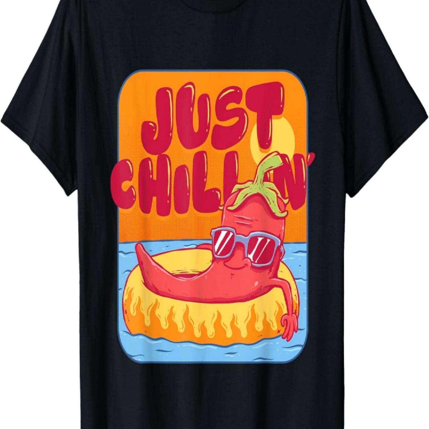 Just Chillin  Chili Pepper - Summer Vibes Design Men Women Kids T-Shirt S чёрный