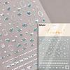 Colored Crystal Star Love Shiny Silver Hollowed Smudging Rainbow Flower Jelly Embossed Nail Art Stickers Manicure Decals