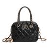 Genuine Leather Style Quilted Bag Handheld Camera Bag High-End Top Layer Leather Quilted Chain Bowling Bag Crossbody Bag