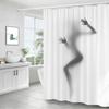 Abstract Silhouette Shower Curtain Black White Ethereal Human Shadow, Surreal Art Style, 12 Hooks, 70.87×70.87 Inch, Polyester