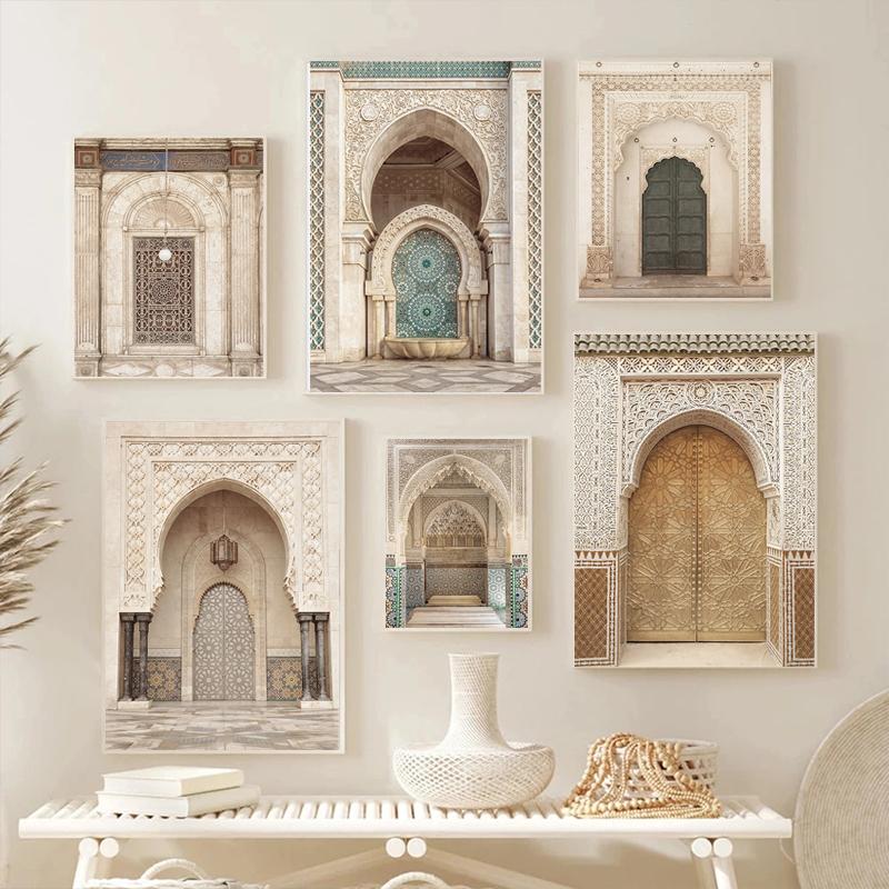 Morocco Menbohemia Arab Islamic Architecture Poster Oil Painting Nordic Living Room Wall Art Picture Home