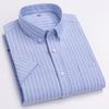 Men Oxford Short Sleeve Summer Plaid Shirts 100% Cotton Breathable  Striped Male Clothes Business Regular Fit Short Shirts
