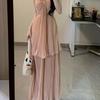 Pure Desire Suspender Sexy Dress Long Dress Design Waist Seaside Irregular Vacation Thin Thin Pleated Dress