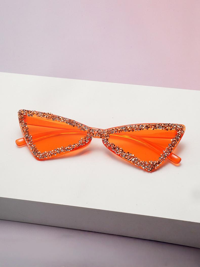 

Rhinestone Triangle Cat Eye Sunglasses Colorful Transparent Frame Bling Shades for Women & Party Looks KJ096