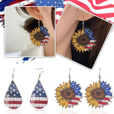 Independence Day Sunflower Drop Earrings Accessories Gifts