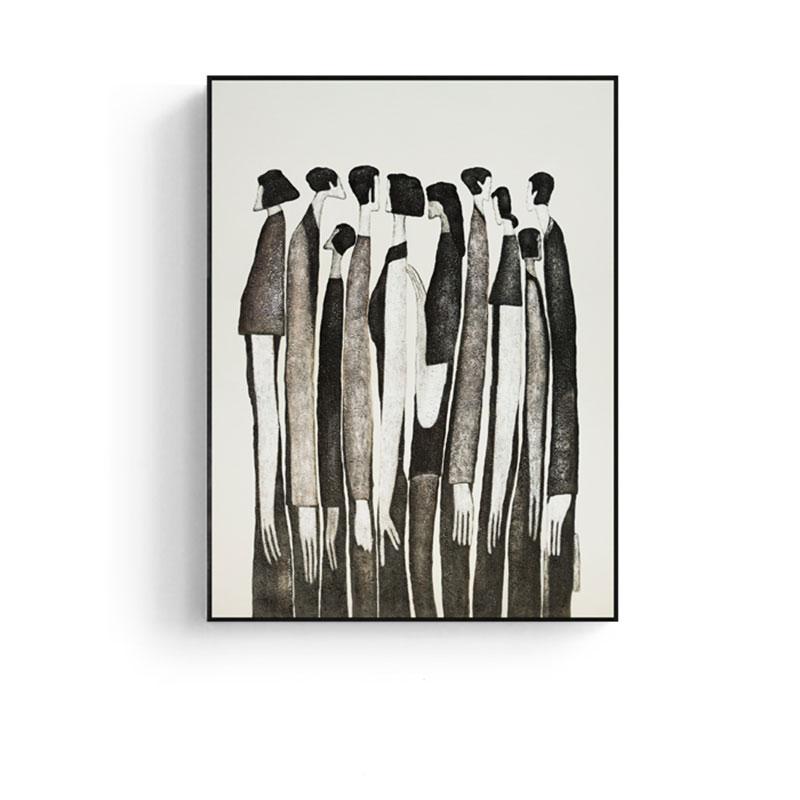 Modern Art Black White Abstract Characters Poster Canvas Painting Print Art Wall Pictures for Living Room Home Decor Cuadros