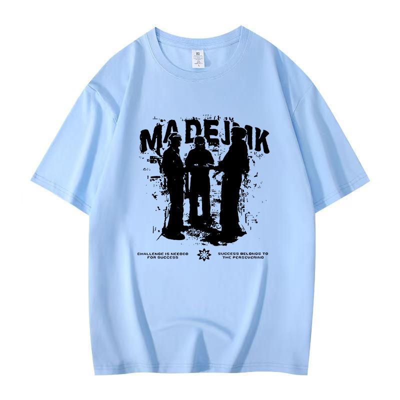 American style phantom figure printed street loose trendy brand pure cotton short sleeved t-shirt printed casual men's and women's round neck top