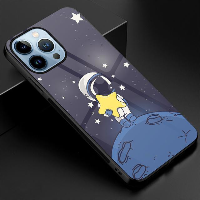 Protection Shell Case For Iphone 14 13 11 12 Pro Max Mini Xs Xr X 7 8 6s Plus Se 2022 Tempered Glass Moon Astronaut Cover Capas