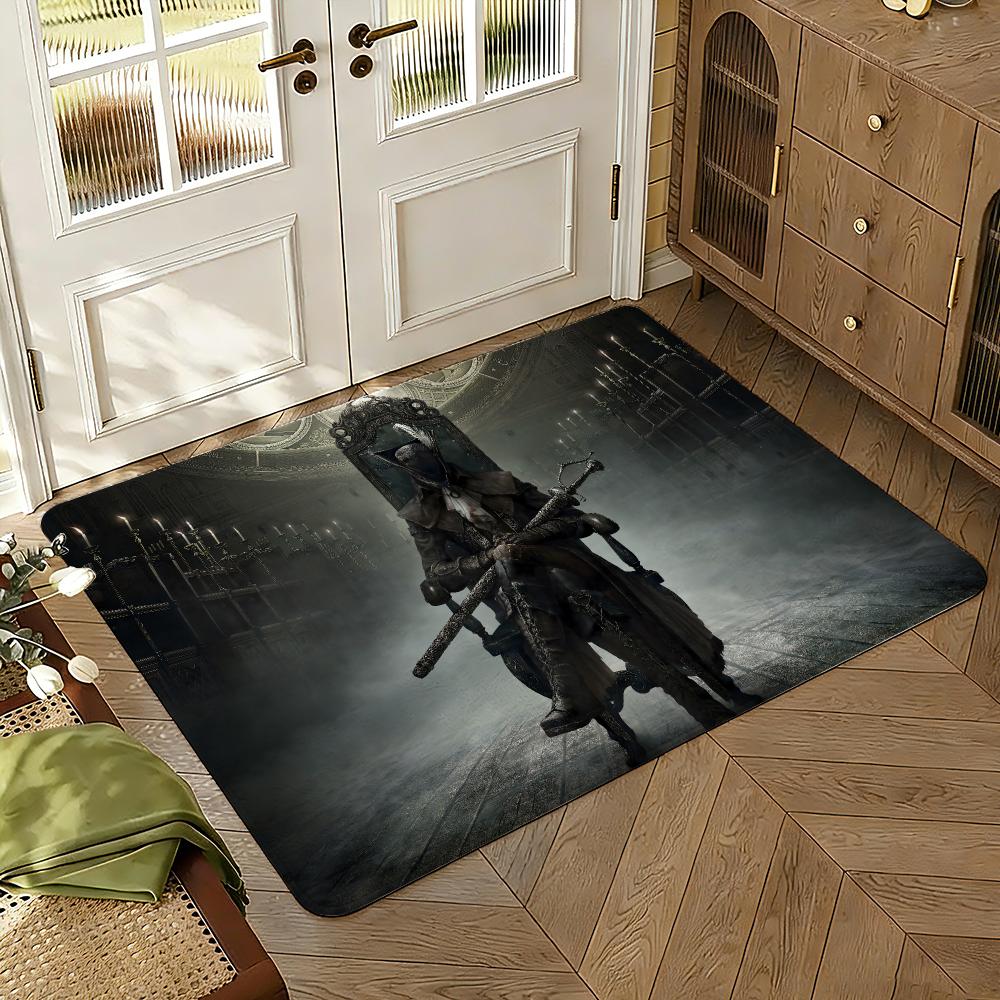 Blood-borne game Floor Mat Soft Thickened Absorbent Non-Slip Bedroom Living Room Door Mat Home Decor Flannel Rugs