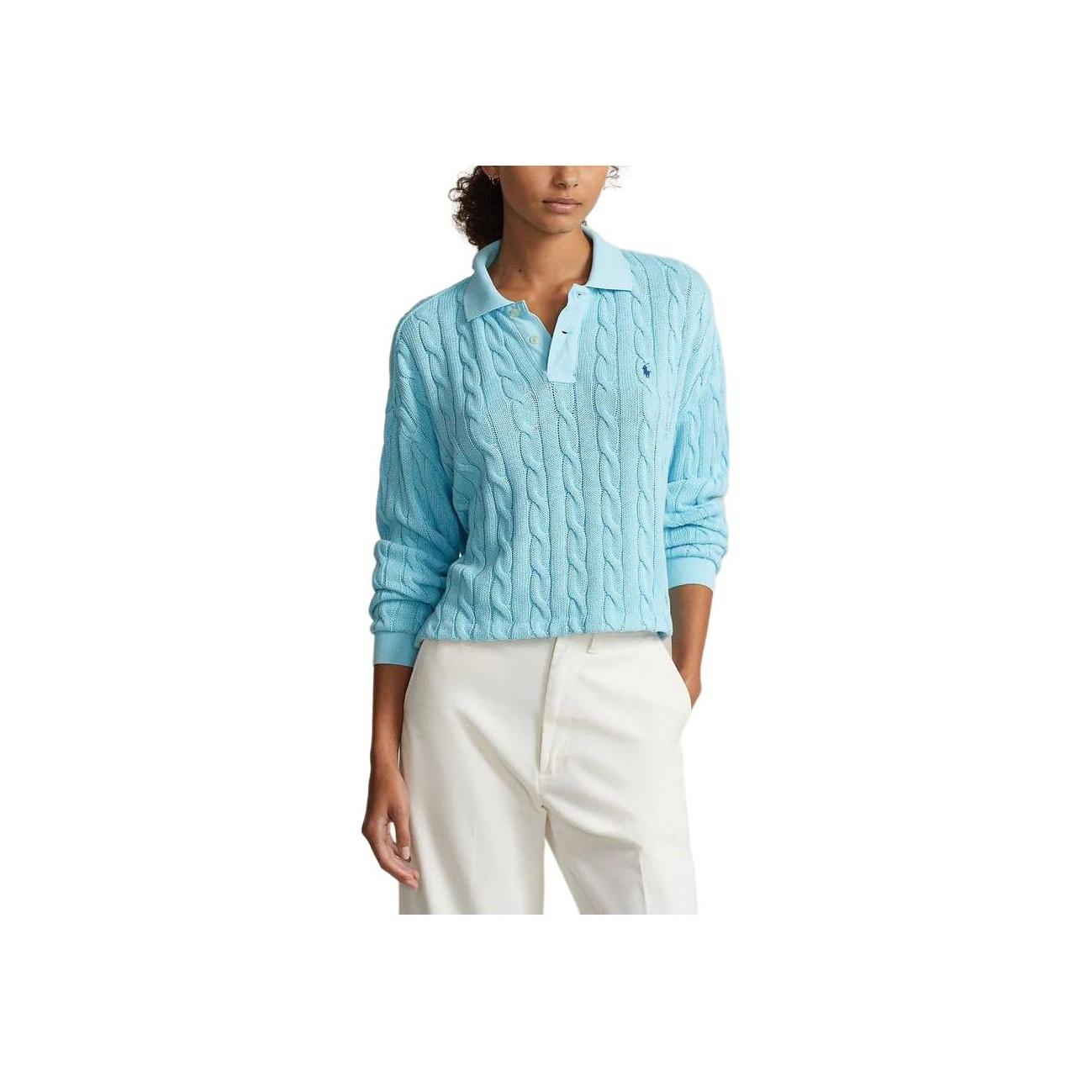 

Polo Ralph Lauren Logo Print Long Sleeve Sweeper Women Sweeper Turquoise 211943011-002 S