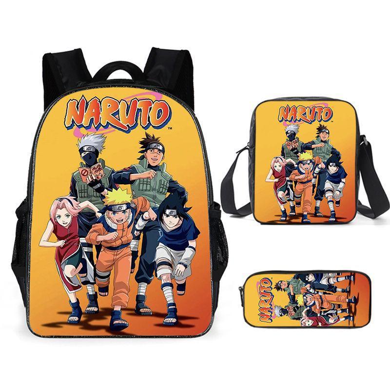 New Naruto backpack trendy backpack European and American retro peripheral cartoon schoolbag