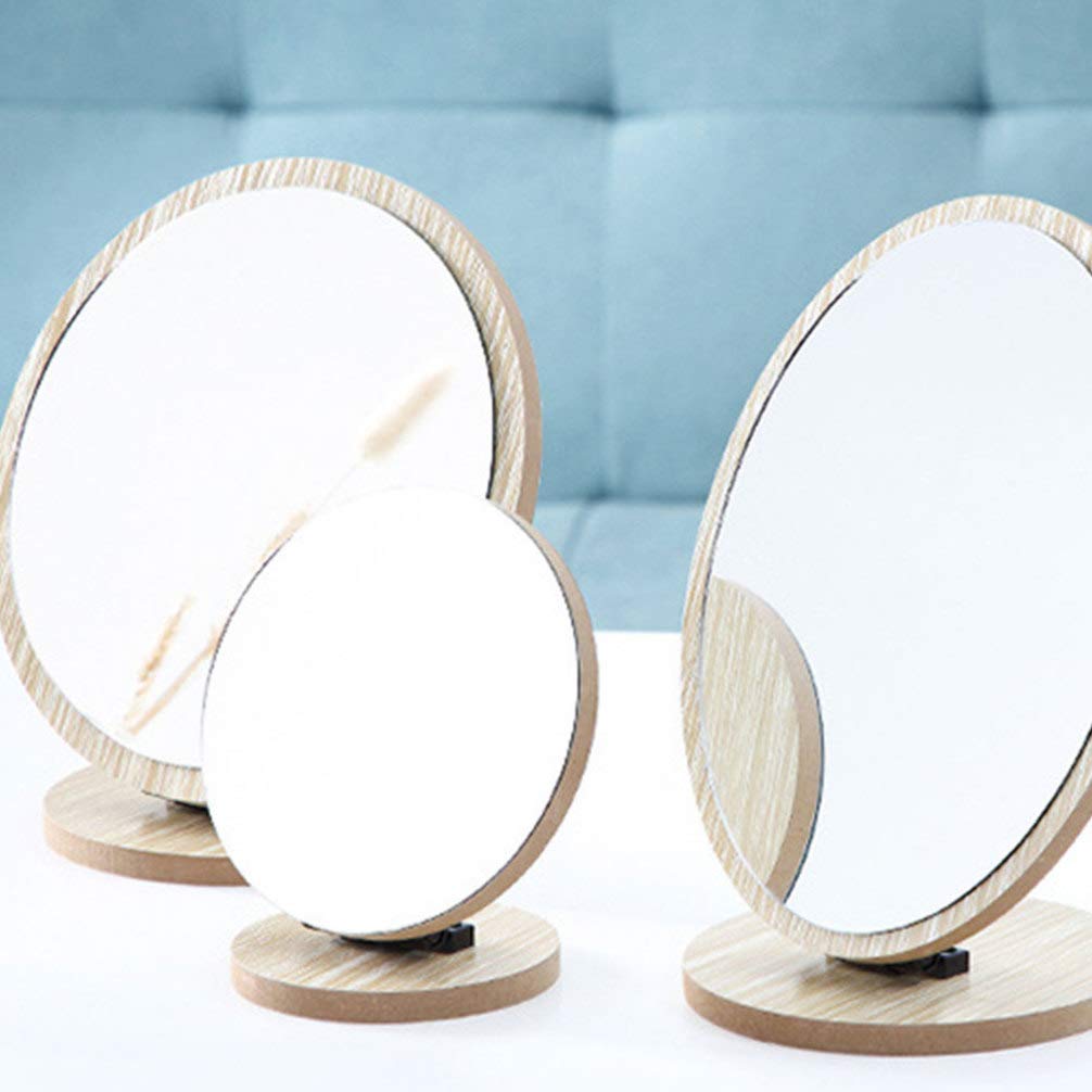 Wooden folding vanity tabletop stand adjustable and beige mirror, mirror, mirror, swivelable, (13.512.8 cm)