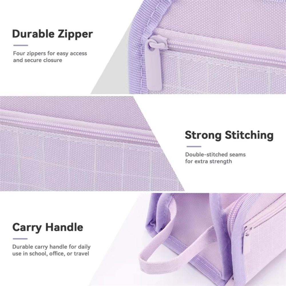 Simple Checkered Pencil Case Large Capacity Multi-layer Pen Bags Triangle Pencil Bag School Supplies