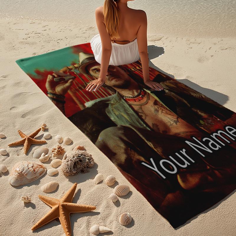 Custom Name Ultra-Soft Beach Towel with Far Cry Theme,Ideal for Pool - Camping, Diving - Perfect Travel Essential, Vibrant Beach Towel.