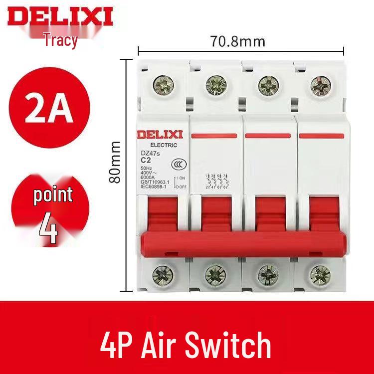 Delixi Air Circuit Breaker: 1P, 2P, 3P, 4P Options for Household and Three-Phase Systems (25A, 32A, 40A, 63A)