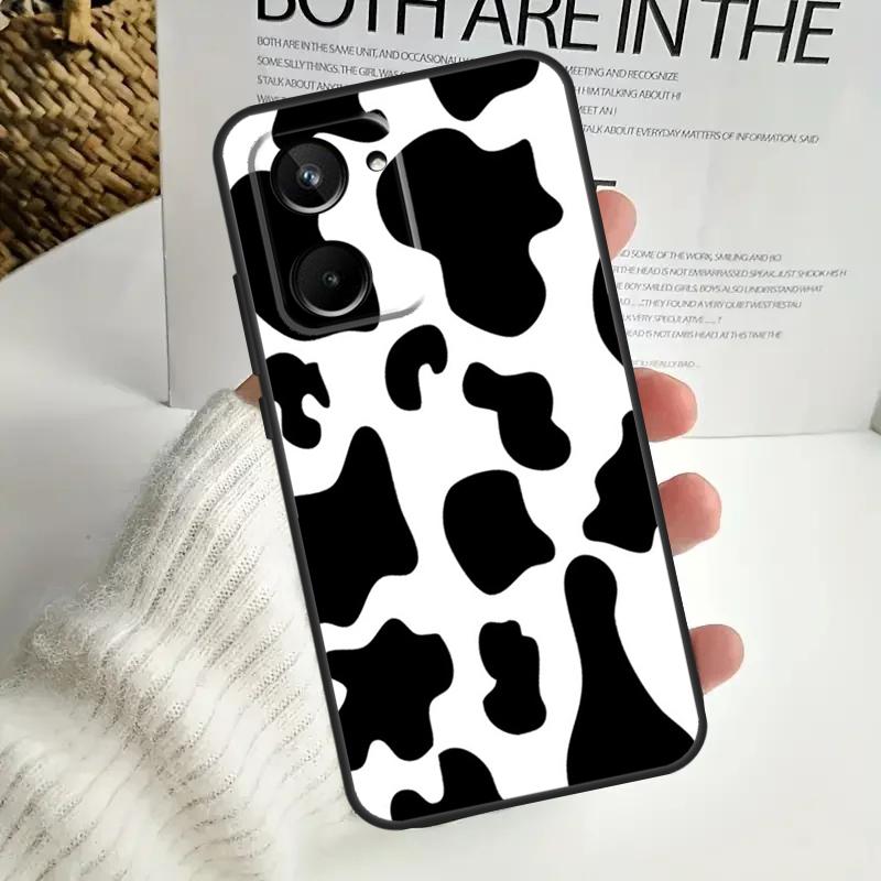 White Black Cow Print For Realme GT Neo 5 GT5 9 10 11 12 Pro Plus C30 C31 C33 C35 C25s C21Y C51 C55 C67 C53 Case