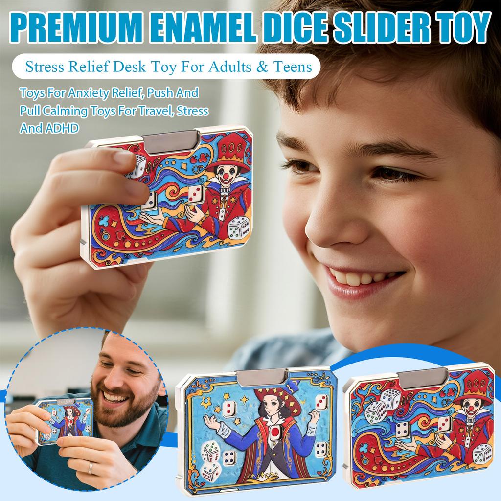Premium Enamel Dice Slider Toy – Metal Sensory Toy, Stress Relief Desk Toy For Adults & Teens