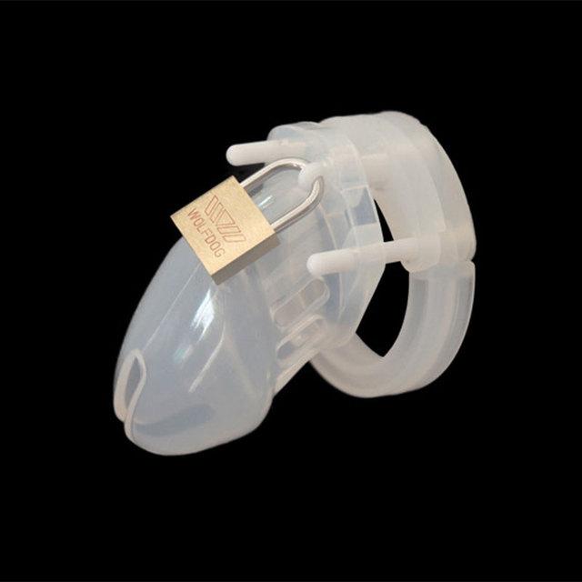 New Male Silicone Chastity Device Cock Cage Sex Toys With 5 Penis Ring Adult Belt Brass Lock Standard/Short Cage A122/A235