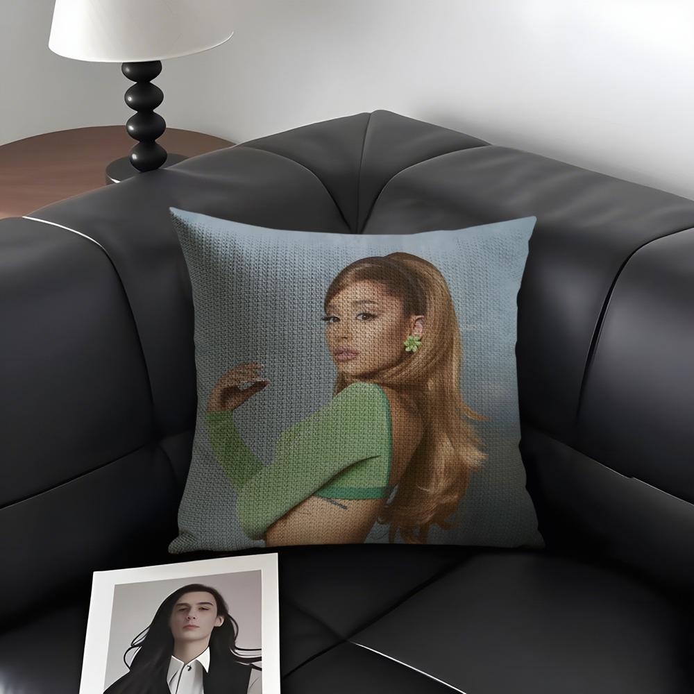 AAriana GrandeE Singer Cushion Cover Natural Linen Organic Fabric DoubleSided Printing Sofa Home Decor Gift Pillow Case
