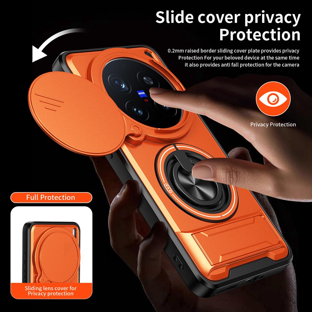 KEYSION Custodia Magnetica per Telefono per VIVO X200 Pro 5G Protezione Fotocamera a Scorrimento Supporto Verticale Anello a 360° Cover Antiurto per VIVO X200
