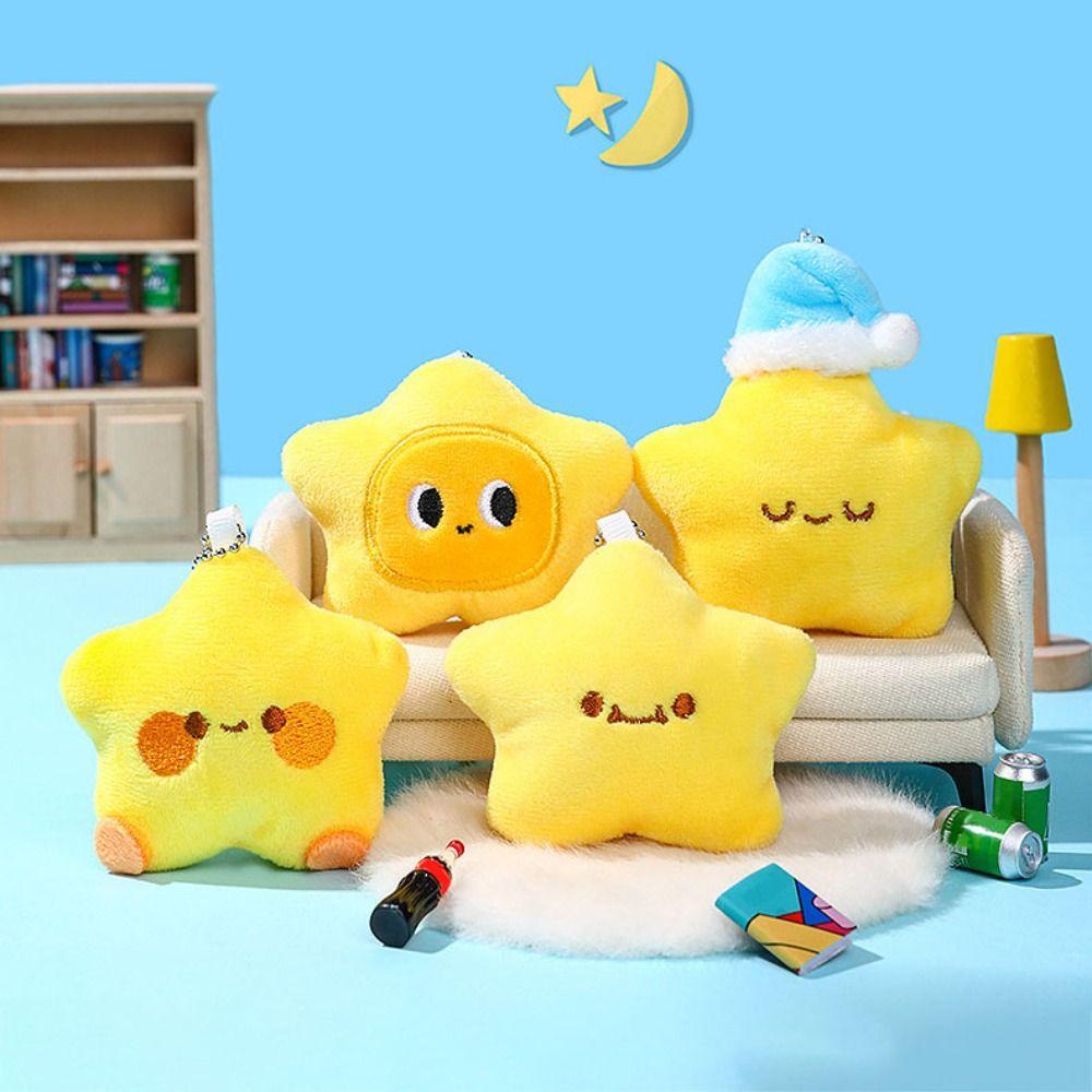 Soft Star Doll Pendant Cartoon Chirping Star Pendant Lovely Plush Star Keychain  Birthday Gift