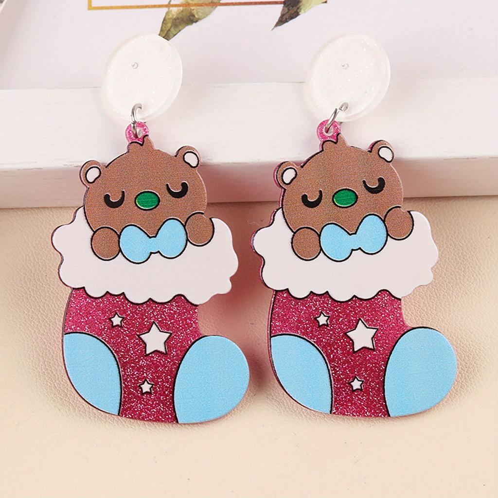 Christmas Earrings Earrings Santa Dwarf Christmas Tree Earrings Earrings Acrylic Dangle Earring Christmas Christmas Stud Earring