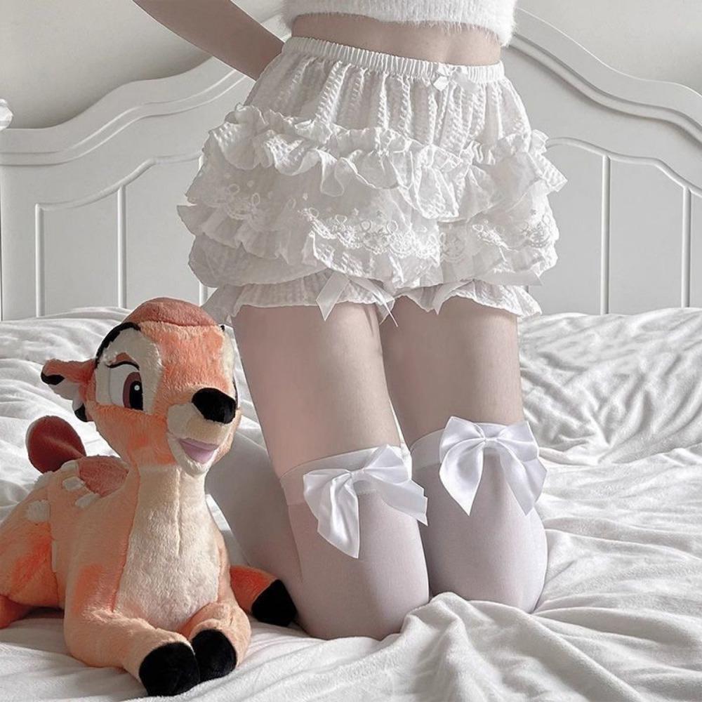 Slim Black Silk Sweet Cute Sexy Knee Socks High Thigh Socks Lolita Bow JK Stockings Women