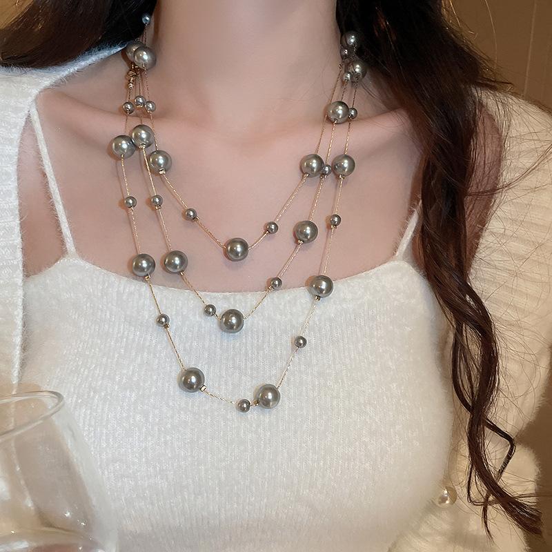 French Vintage Baroque Pearl Necklace Summer Niche Premium Sense Clavicle Chain Light Luxury Versatile Necklace Women