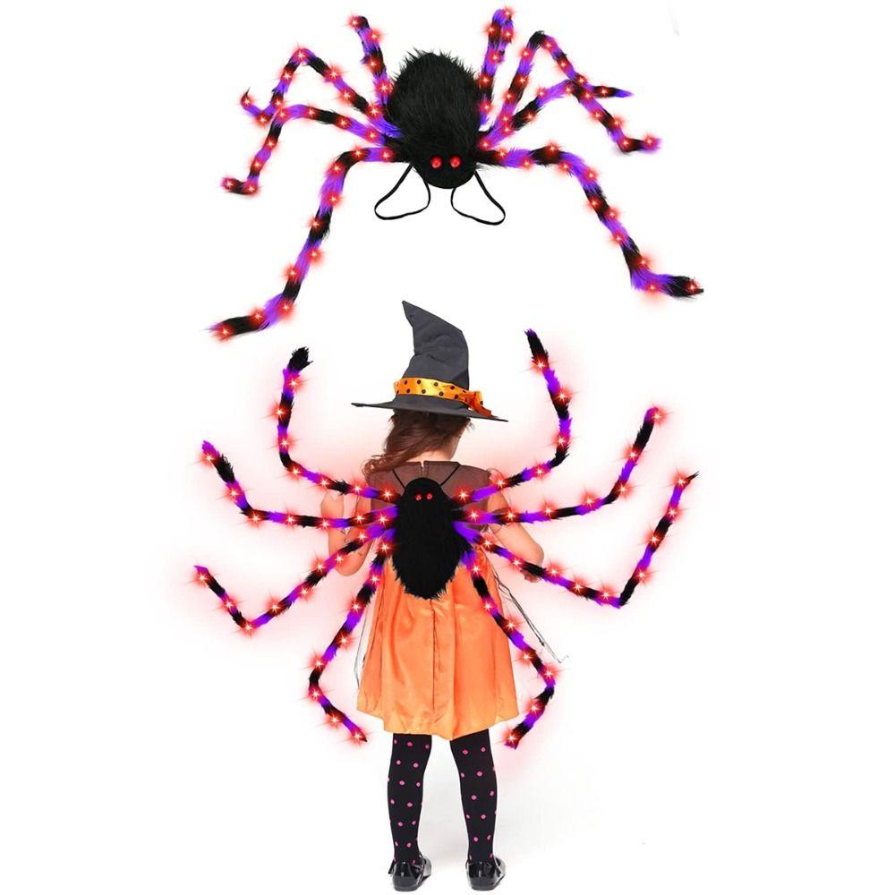 LED Halloween Spider Backpack Stuffed Animal Plush Spider Bag  Adult Accessories