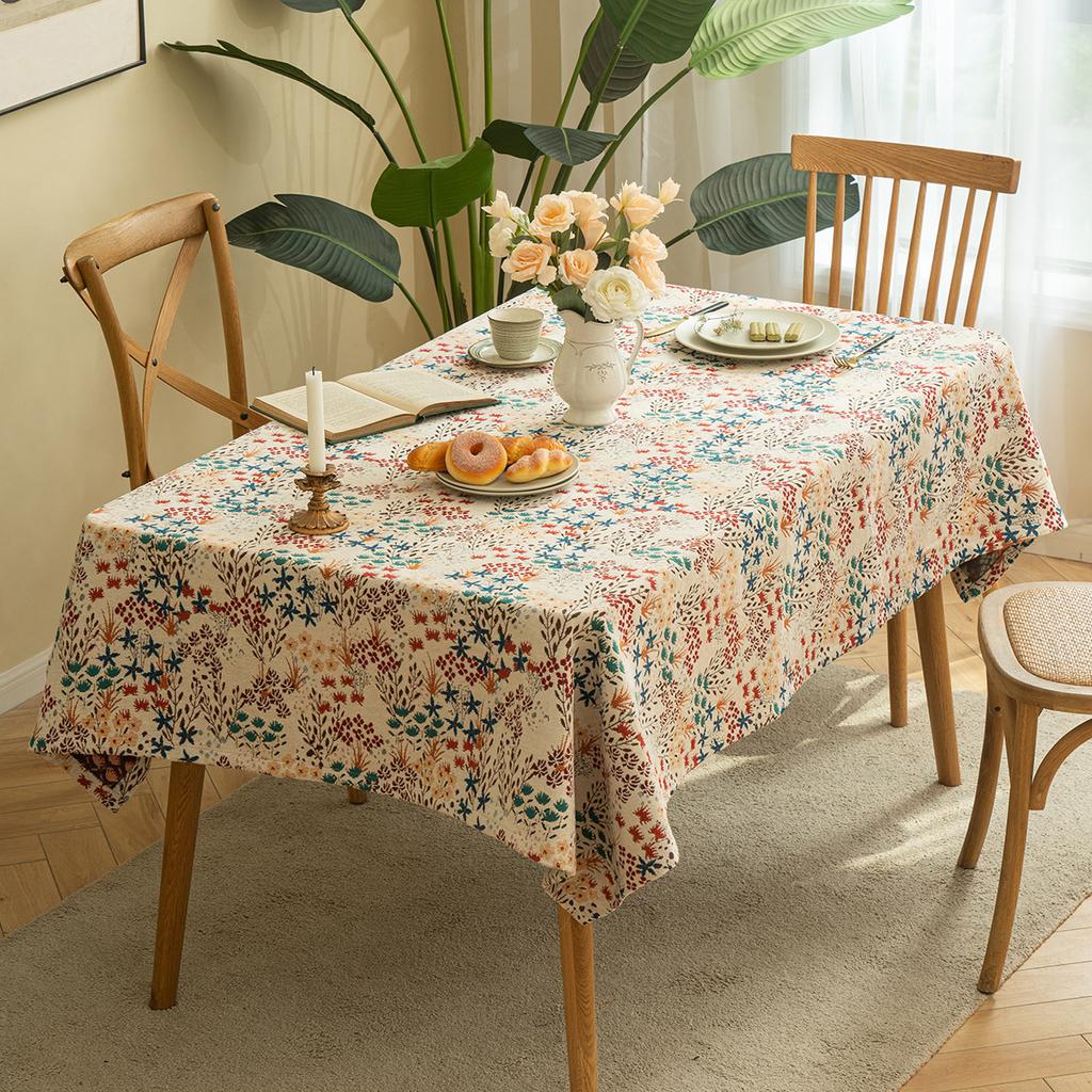 Charming French Country Floral & Bird Tablecloth - Light Green, Stain-Resistant, Wipeable for Kitchen, Dining Room, Parties, Holidays