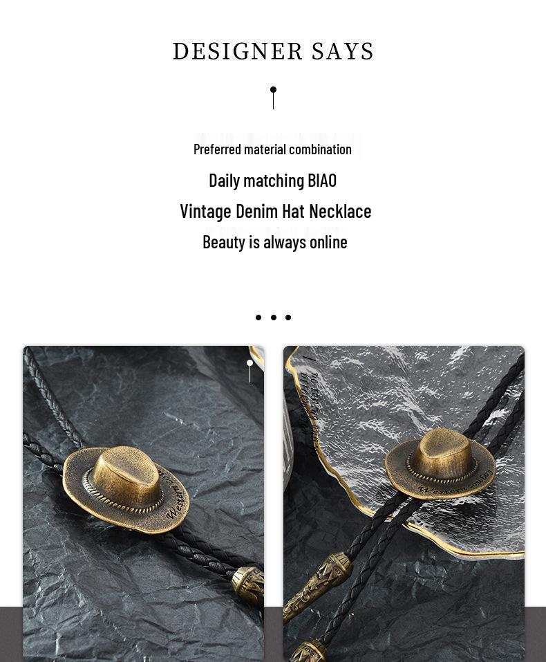 Western Cowboy Bolo Tie Necklace: European American Style Autumn-Winter Casual Lanyard for Women
