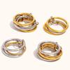 Stainless Steel  3-layer Mixed Color Inlaid Zircon Women's Ring Shiny Waterproof Jewelry Gift
