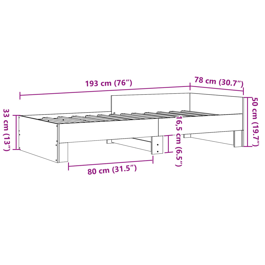 Bed Frame Black 75 X 190 Cm Particleboard