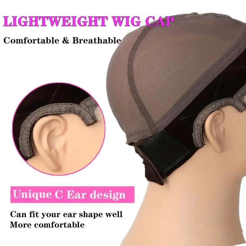 Touca Peruca de Cabeça Feminina Touca de Renda Para Fazer Perucas Toucas de Peruca U Parte Antiderrapante Com Velcro Ajustável Veludo Pegador de Peruca Para Usar Peruca