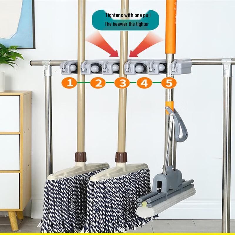 Movable Stainless Steel Mop and Broom Holder