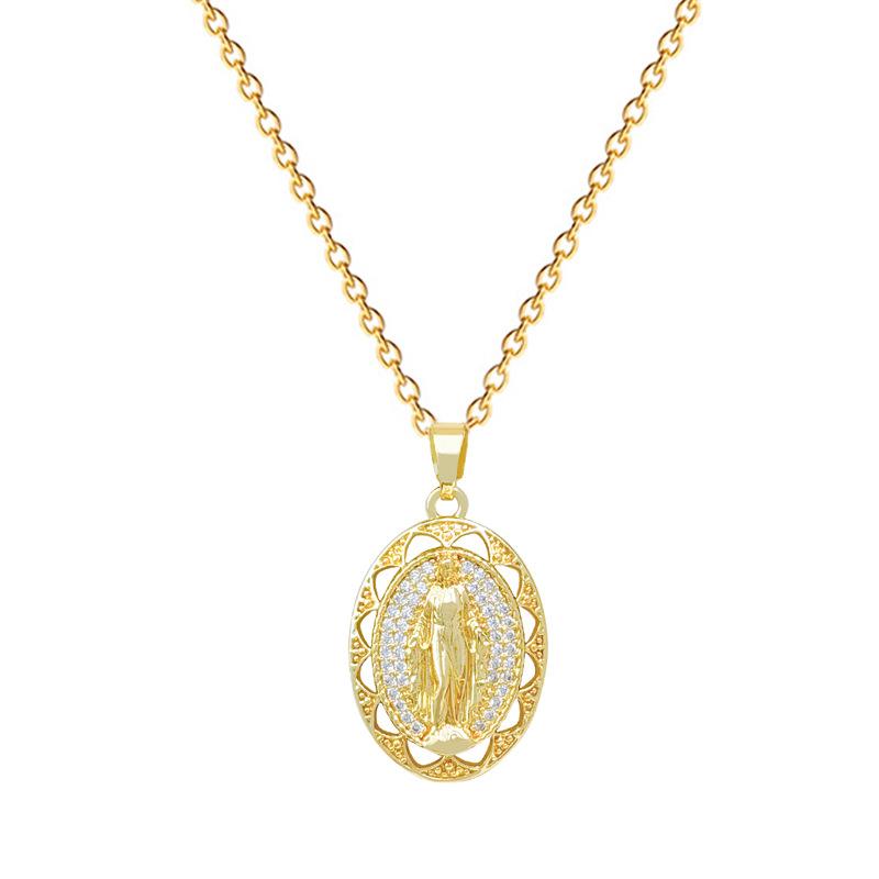 Titanium Steel, Empty Egg-Shaped Portrait, Light Luxury Temperament, Gorgeous Full Diamond Necklace, Female Versatile Collarbone Chain