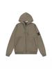 Trendy Stone Patch Zip-Up Cotton Hoodie