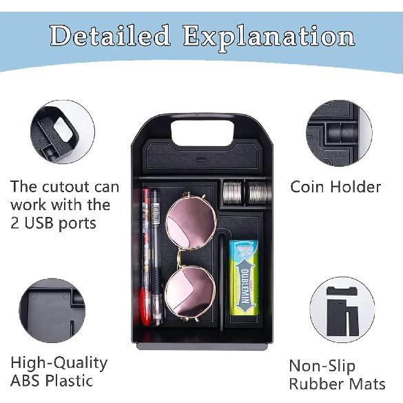 2PCS Center Console Organizer Tray and Armrest Storage Box For Toyota RAV4 2025 2024 2023-2019 Insert Secondary Storage Box.