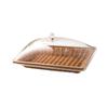 Imitation Rattan Woven Bread Basket Holder Clear Cover Versatile with Acrylic Lid for Home Party Outdoor Living Room Vegetables