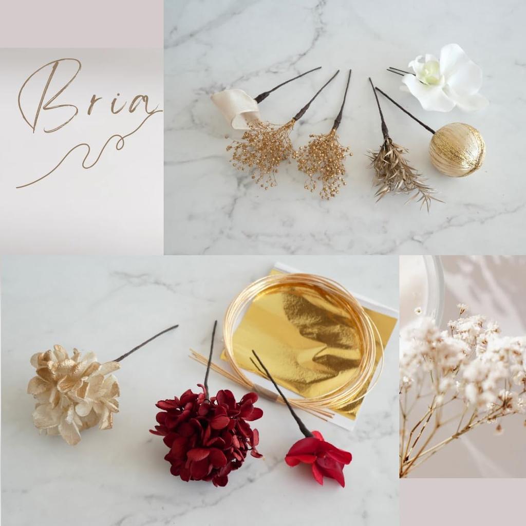 Dried and Preserved Flower Hair Ornament with Gold Japanese and Phalaenopsis Orchid Mizuhiki for and Japanese [Bria] Leaf, Balls, (red) Coming-of-age