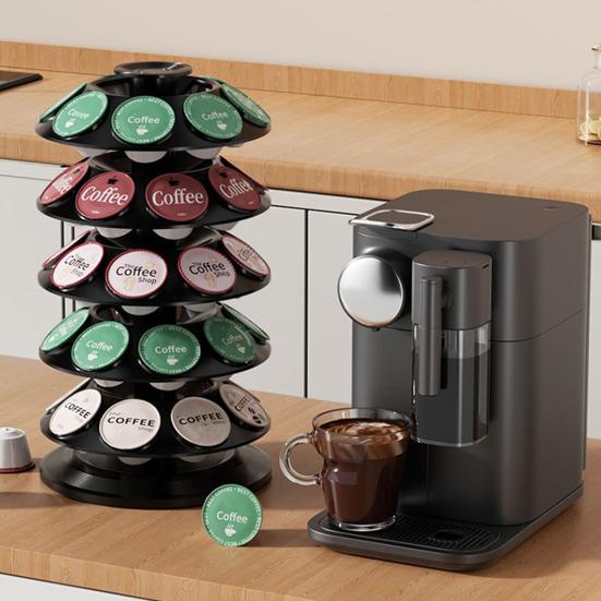 Kaffekapselhållare för K-Cups Snurrande Kaffekapselorganisatör Rymmer 40 Kapslar Utrymmesbesparande Kaffekapselkarusell för Köksbänk Kontor